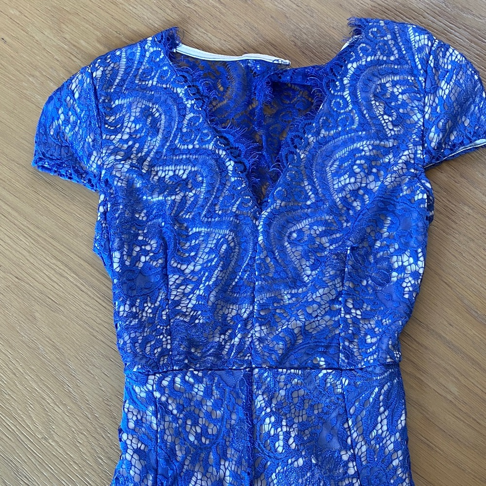 Lovelace Electric Blue Lace Mini Dress